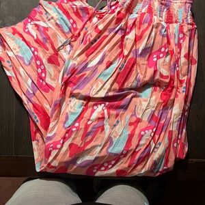 Women's Smocked Waist Maxi Skirt - Pink Multi